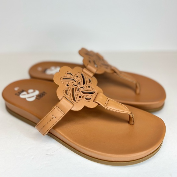 Women's SAM & LIBBY Caramel Brown Alexandra Thong Footbed Sandal Size 8.5 LN! - Picture 2 of 11